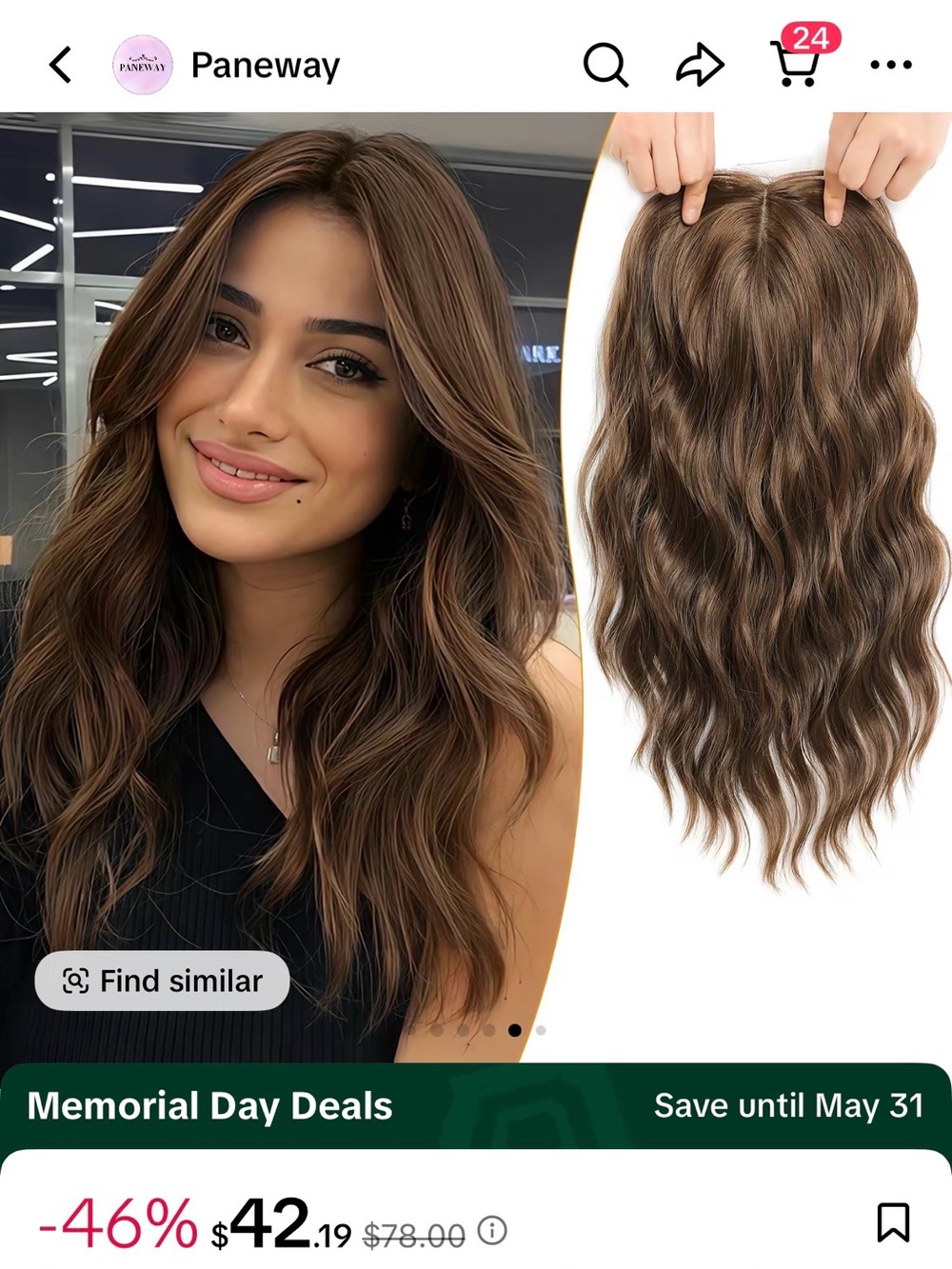 Wavy Clip-In Hair Topper in Chestnut Brown - Natural Volume